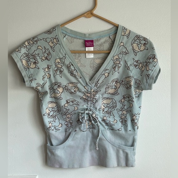 Vintage Y2K Bambi Thumper Rabbit Crop Top - Picture 1 of 5